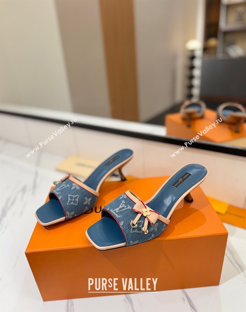 Louis Vuitton Heel Slides Sandal 5cm in Monogram Denim Blue 2025 LV042201 (MD-250422021)
