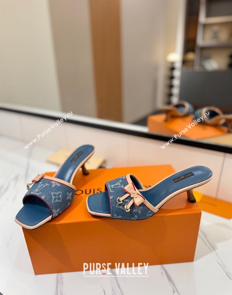 Louis Vuitton Heel Slides Sandal 5cm in Monogram Denim Blue 2025 LV042201 (MD-250422021)
