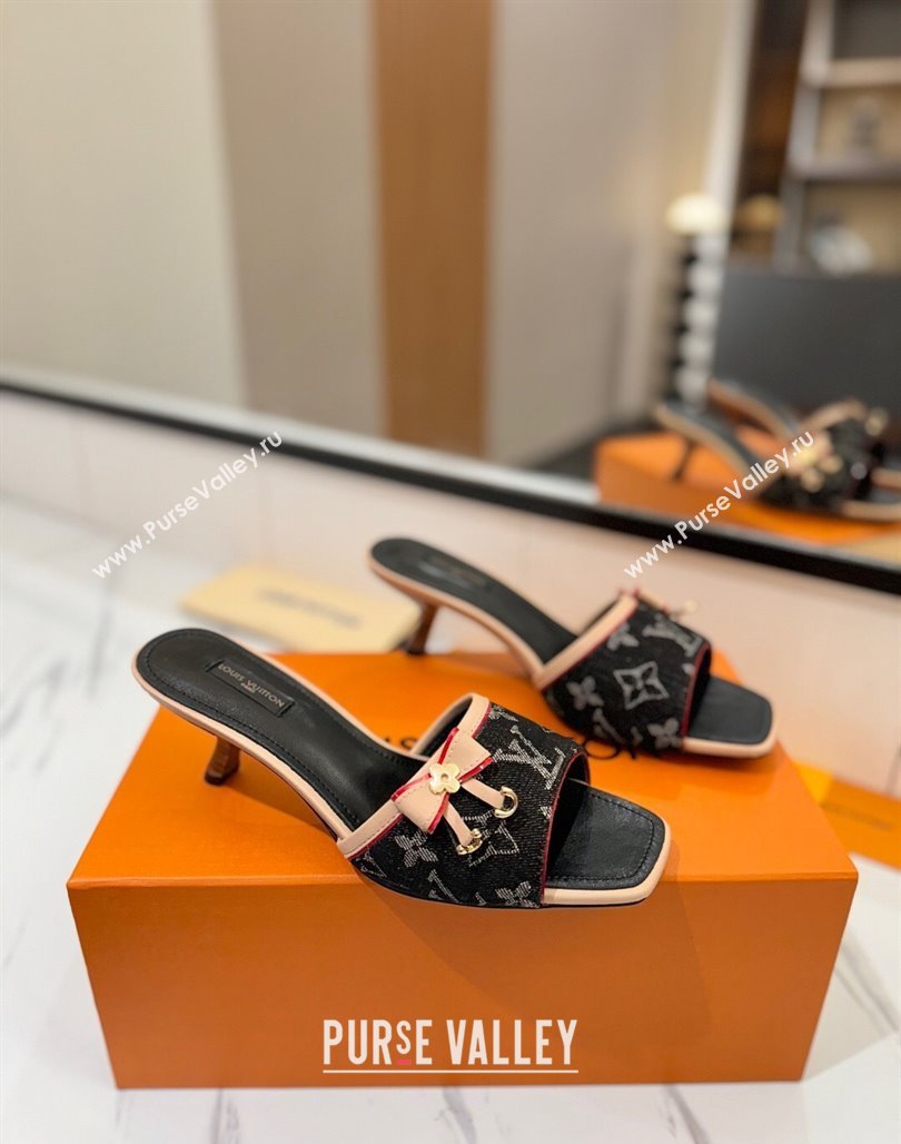 Louis Vuitton Heel Slides Sandal 5cm in Monogram Denim Black 2025 LV042201 (MD-250422022)
