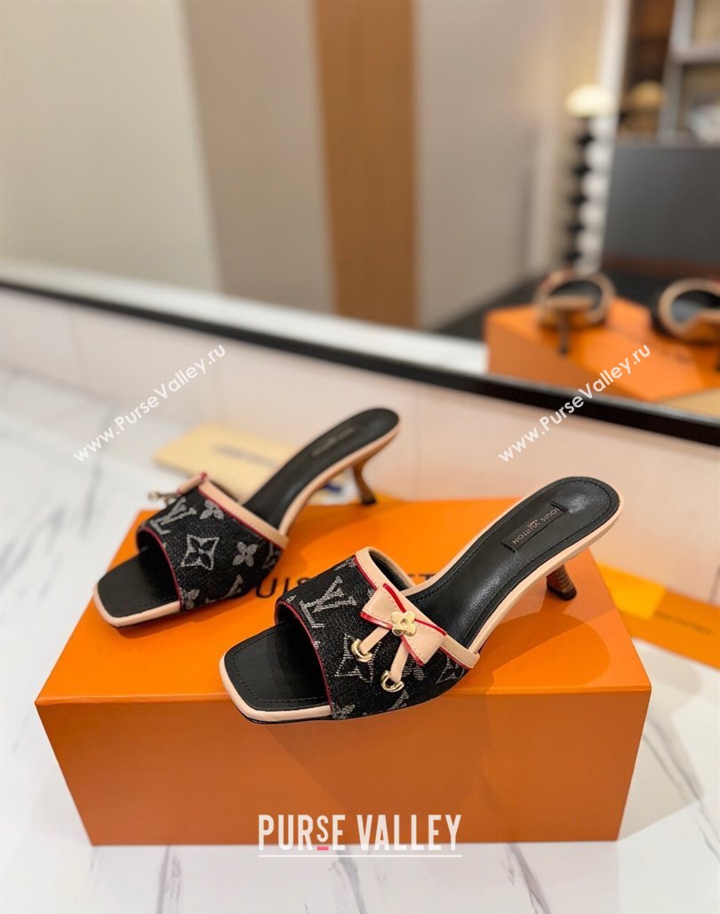 Louis Vuitton Heel Slides Sandal 5cm in Monogram Denim Black 2025 LV042201 (MD-250422022)