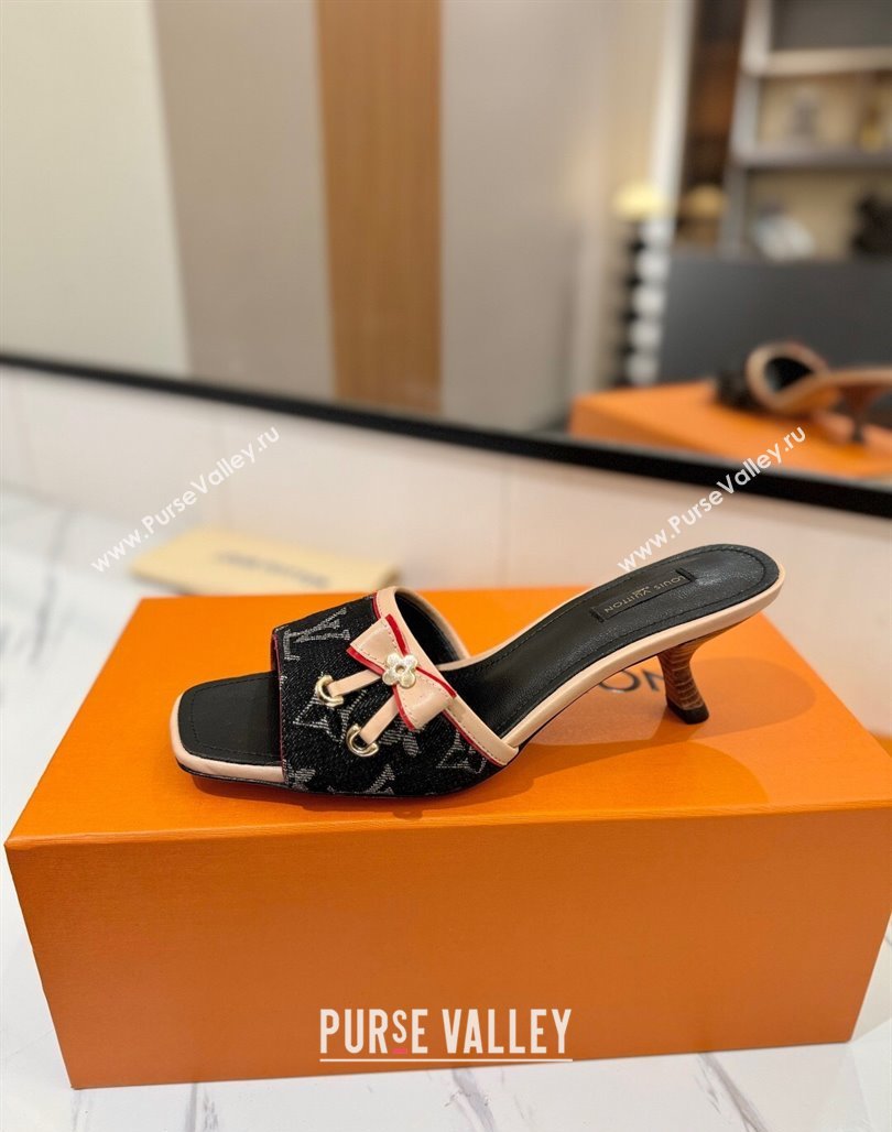 Louis Vuitton Heel Slides Sandal 5cm in Monogram Denim Black 2025 LV042201 (MD-250422022)