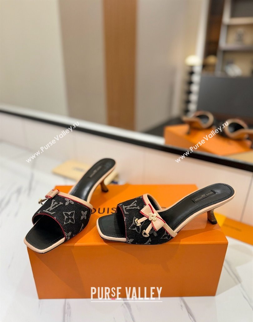 Louis Vuitton Heel Slides Sandal 5cm in Monogram Denim Black 2025 LV042201 (MD-250422022)