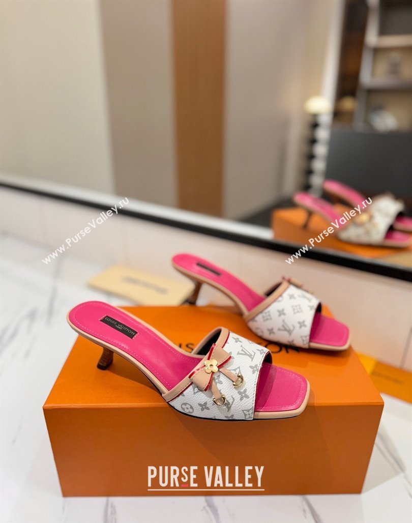 Louis Vuitton Heel Slides Sandal 5cm in Monogram Canvas White/Pink 2025 LV042201 (MD-250422023)