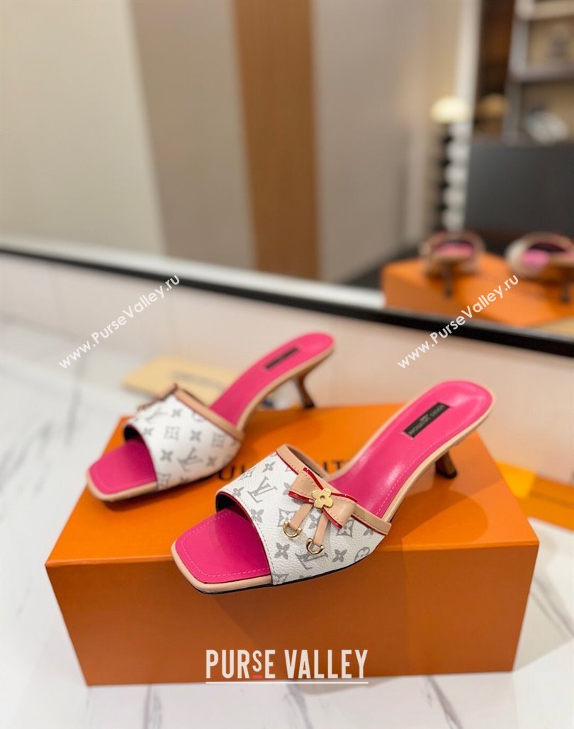 Louis Vuitton Heel Slides Sandal 5cm in Monogram Canvas White/Pink 2025 LV042201 (MD-250422023)