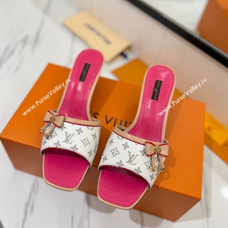 Louis Vuitton Heel Slides Sandal 5cm in Monogram Canvas White/Pink 2025 LV042201 (MD-250422023)