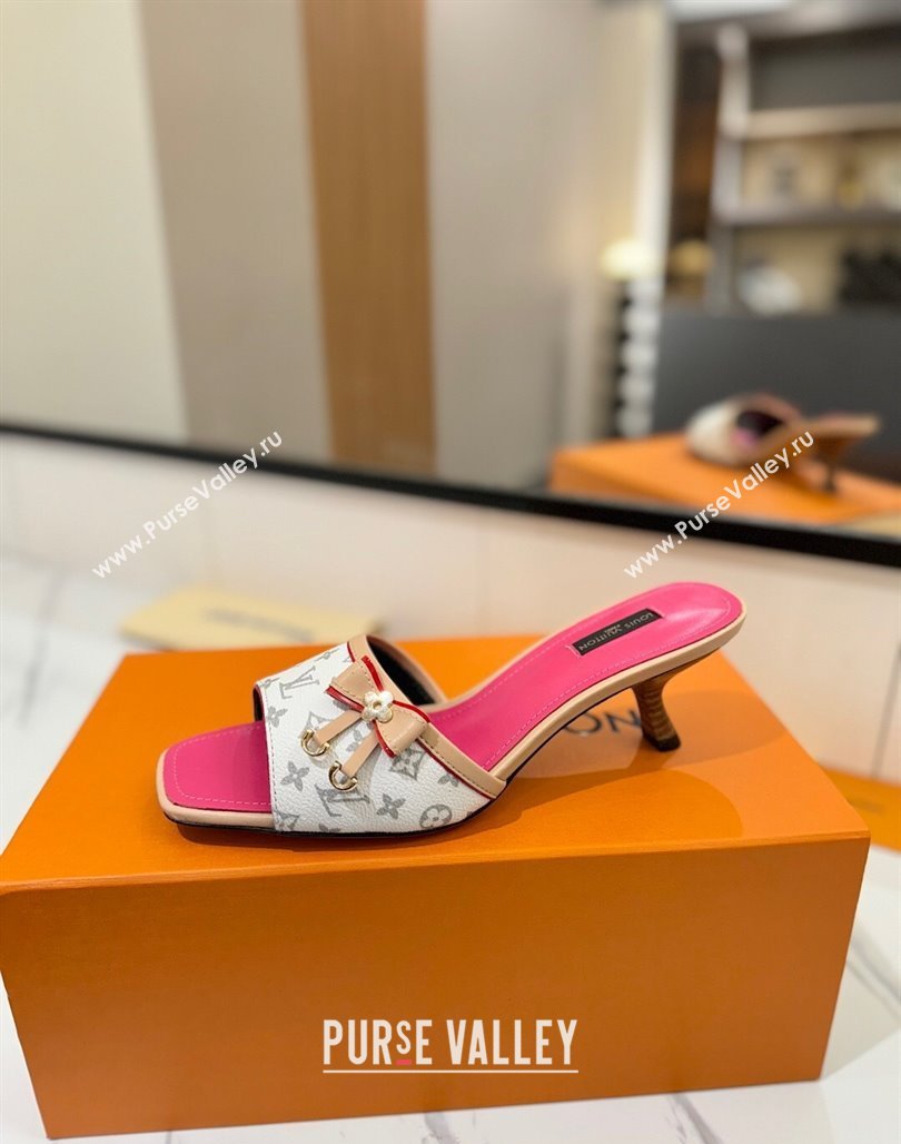 Louis Vuitton Heel Slides Sandal 5cm in Monogram Canvas White/Pink 2025 LV042201 (MD-250422023)