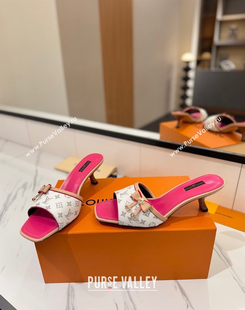 Louis Vuitton Heel Slides Sandal 5cm in Monogram Canvas White/Pink 2025 LV042201 (MD-250422023)