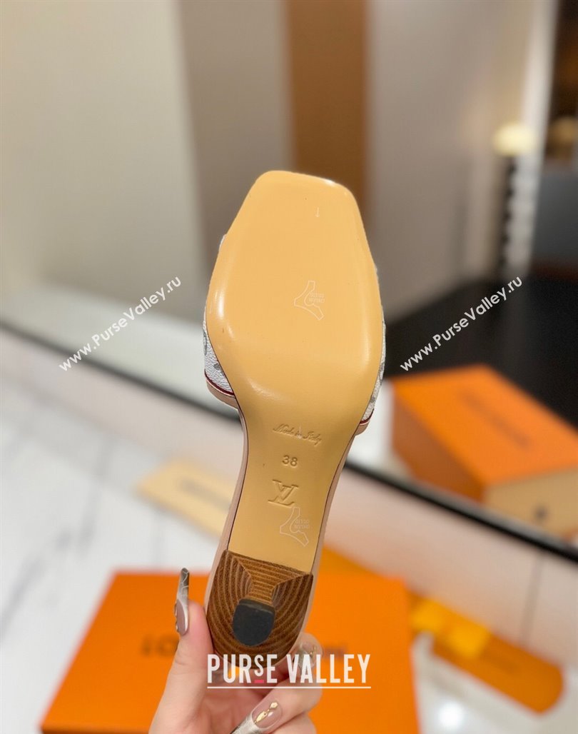 Louis Vuitton Heel Slides Sandal 5cm in Monogram Canvas White/Pink 2025 LV042201 (MD-250422023)