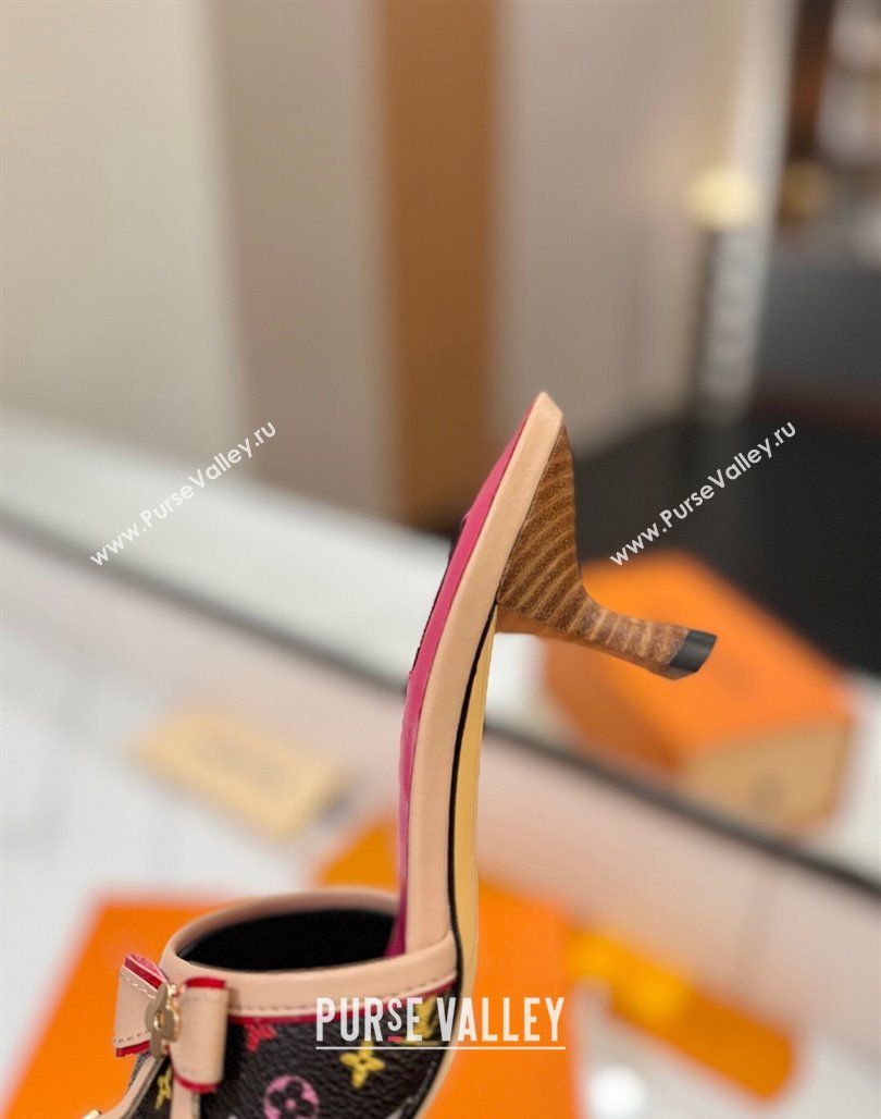 Louis Vuitton Heel Slides Sandal 5cm in Monogram Canvas Black/Multicolor 2025 LV042201 (MD-250422025)