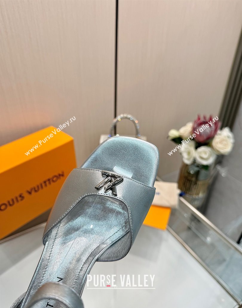Louis Vuitton Swing Heel Sandals 5.5cm in Calf Leather Silver 2025 1AGUTG (MD-250422114)