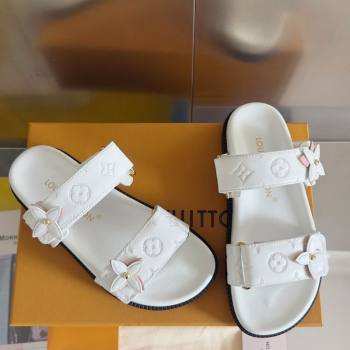 Louis Vuitton LV Sunset Flat Comfort Slides Sandal in Perforated Leather with Monogram Flower White 2025 1AD818 (MD-250422058)