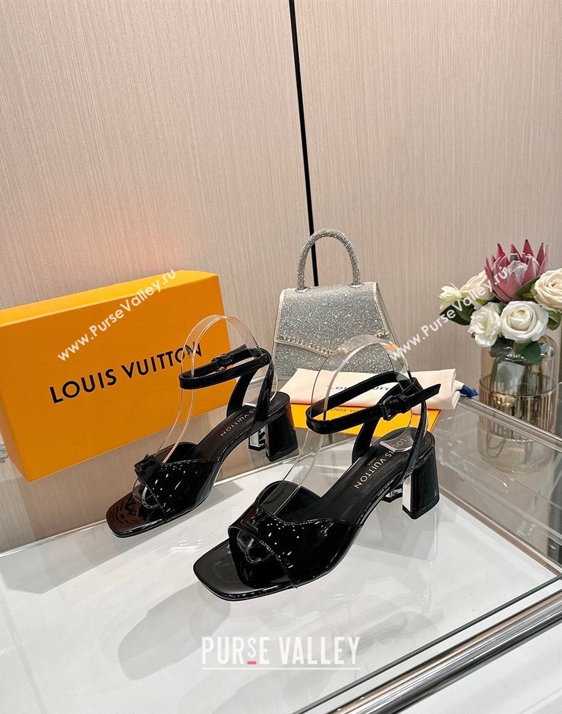 Louis Vuitton Swing Heel Sandals 5.5cm in Patent Leather Black 2025 1AGUTG (MD-250422111)