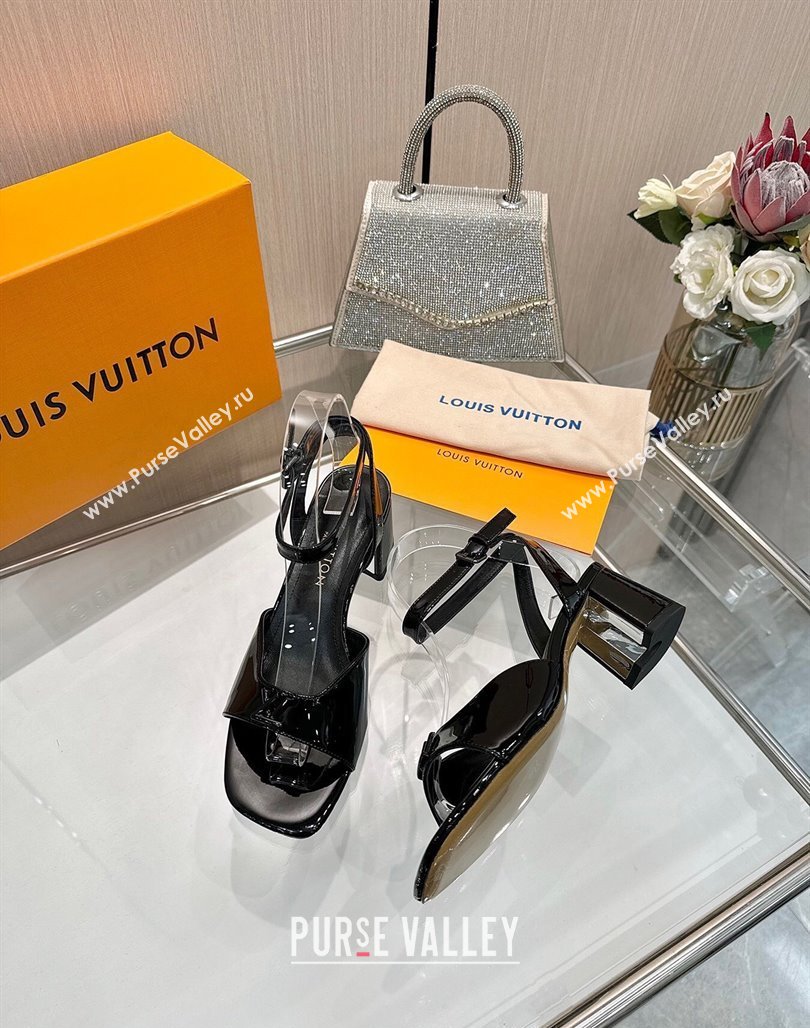 Louis Vuitton Swing Heel Sandals 5.5cm in Patent Leather Black 2025 1AGUTG (MD-250422111)