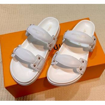 Louis Vuitton Bom Dia Comfort Slides Sandal in Leather with Studs White 2025 1AHLOQ (MD-250422060)