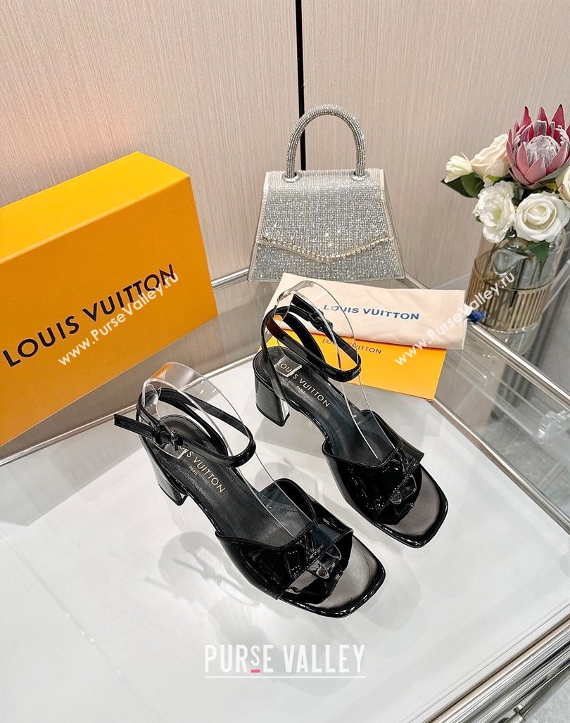 Louis Vuitton Swing Heel Sandals 5.5cm in Patent Leather Black 2025 1AGUTG (MD-250422111)