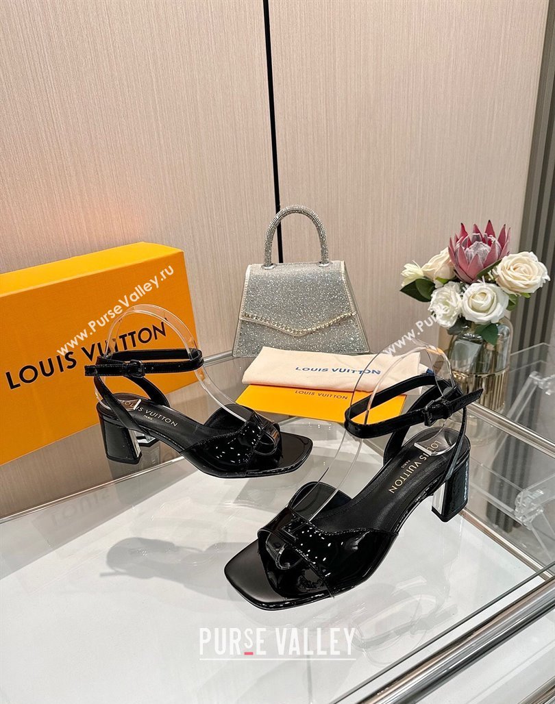 Louis Vuitton Swing Heel Sandals 5.5cm in Patent Leather Black 2025 1AGUTG (MD-250422111)