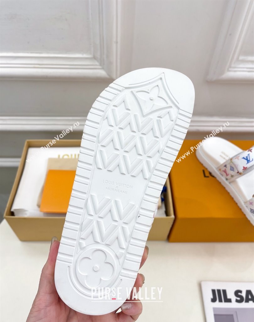 Louis Vuitton LV x TM Flat Comfort Slides Sandal in Multicolored Monogram Canvas White 2025 LV042101 (MD-250421089)