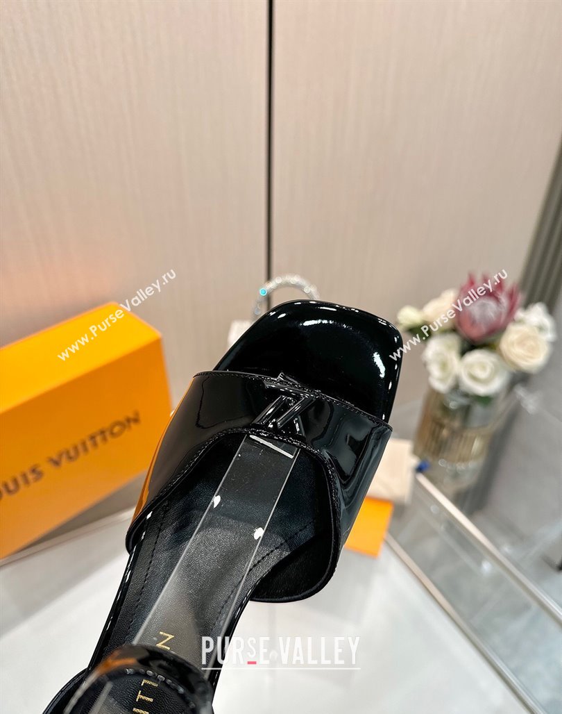 Louis Vuitton Swing Heel Sandals 5.5cm in Patent Leather Black 2025 1AGUTG (MD-250422111)