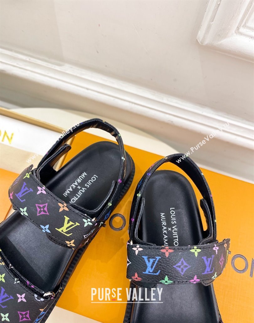 Louis Vuitton LV x TM Flat Comfort Sandals in Multicolored Monogram Canvas Black 2025 LV042101 (MD-250421090)