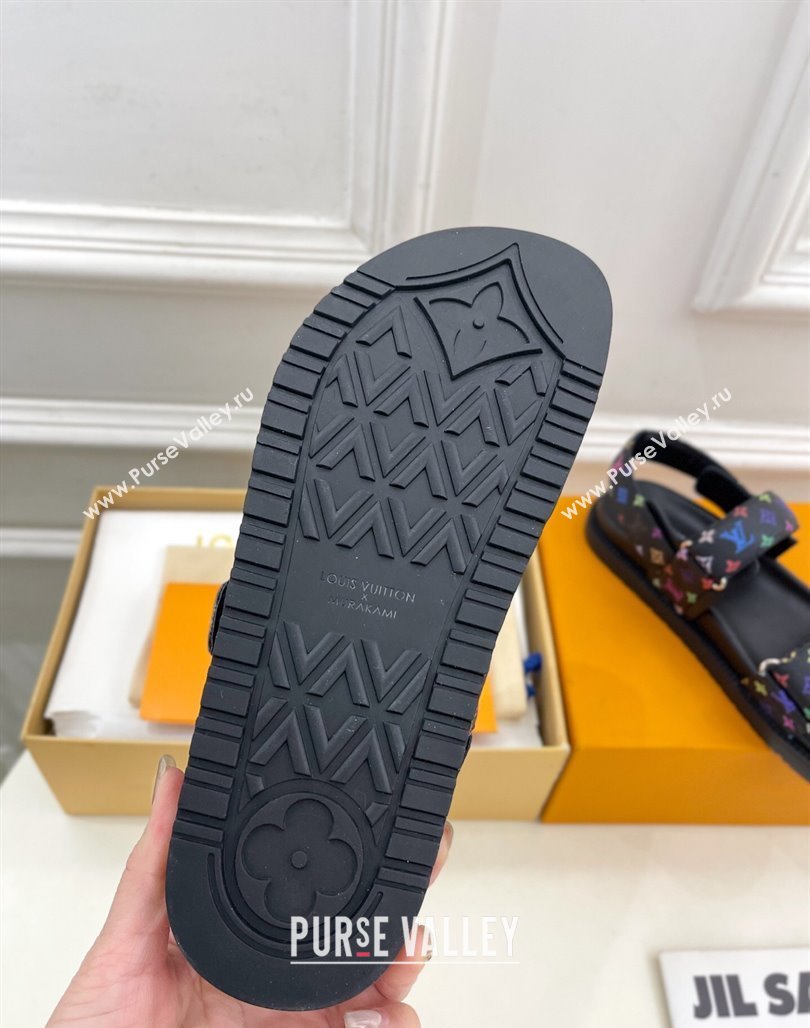 Louis Vuitton LV x TM Flat Comfort Sandals in Multicolored Monogram Canvas Black 2025 LV042101 (MD-250421090)