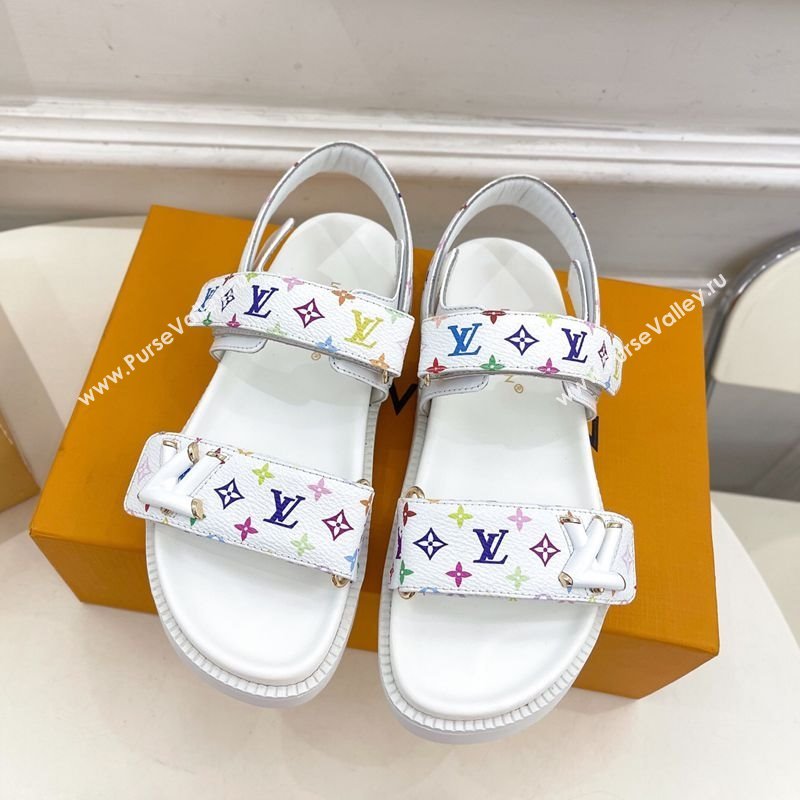 Louis Vuitton LV x TM Flat Comfort Sandals in Multicolored Monogram Canvas White 2025 LV042101 (MD-250421091)