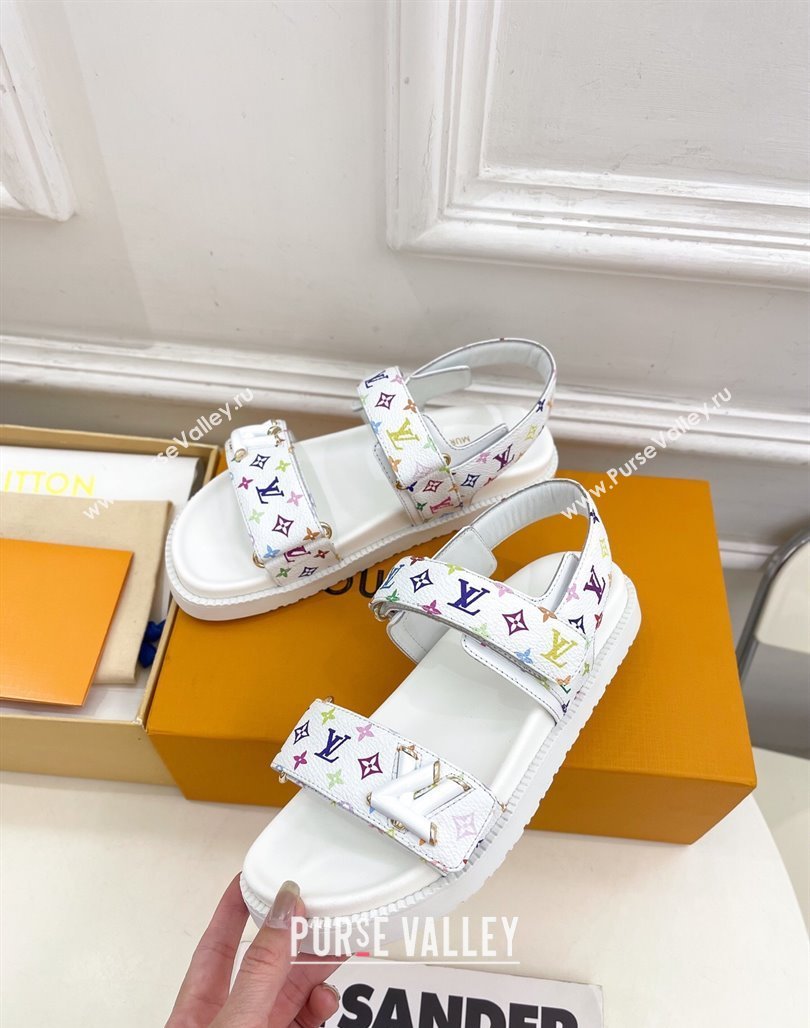 Louis Vuitton LV x TM Flat Comfort Sandals in Multicolored Monogram Canvas White 2025 LV042101 (MD-250421091)