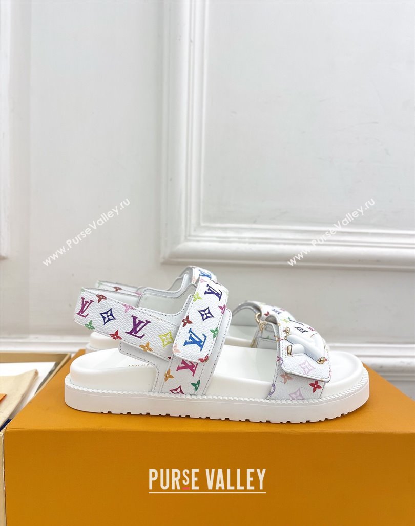 Louis Vuitton LV x TM Flat Comfort Sandals in Multicolored Monogram Canvas White 2025 LV042101 (MD-250421091)