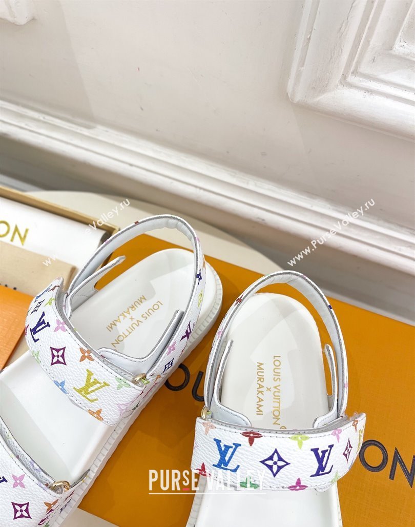 Louis Vuitton LV x TM Flat Comfort Sandals in Multicolored Monogram Canvas White 2025 LV042101 (MD-250421091)