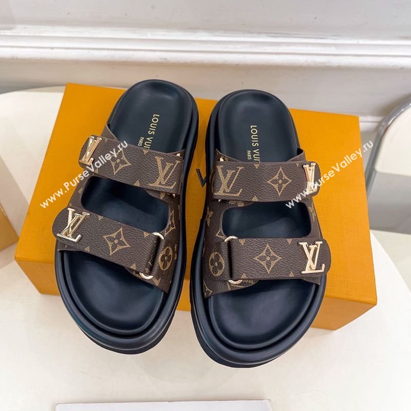 Louis Vuitton Comfort Slides Sandal in Monogram Canvas with LV Strap Brown 2025 LV042202 (MD-250422065)