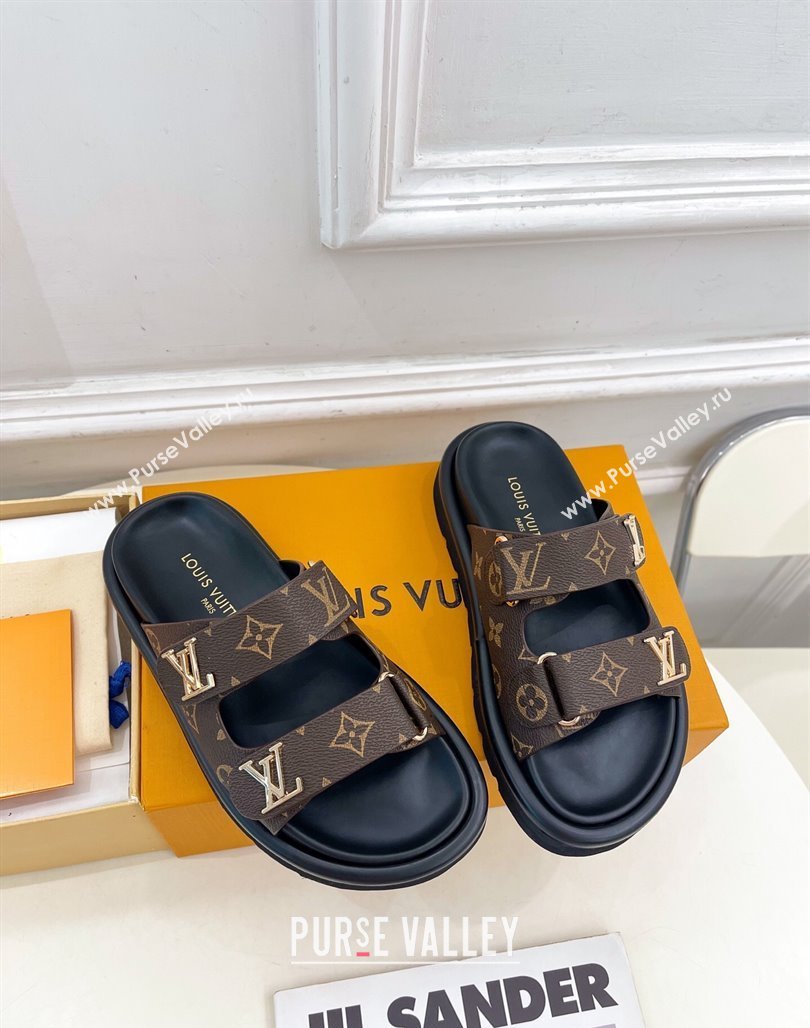 Louis Vuitton Comfort Slides Sandal in Monogram Canvas with LV Strap Brown 2025 LV042202 (MD-250422065)