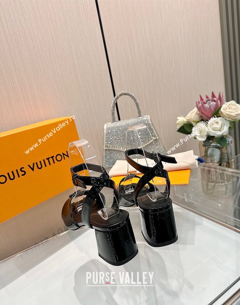Louis Vuitton Swing Heel Sandals 5.5cm in Patent Leather Black 2025 1AGUTG (MD-250422111)