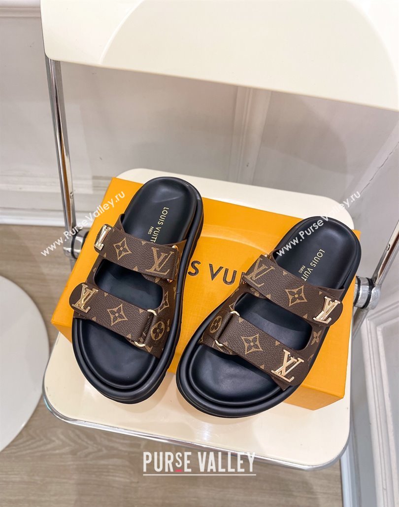 Louis Vuitton Comfort Slides Sandal in Monogram Canvas with LV Strap Brown 2025 LV042202 (MD-250422065)