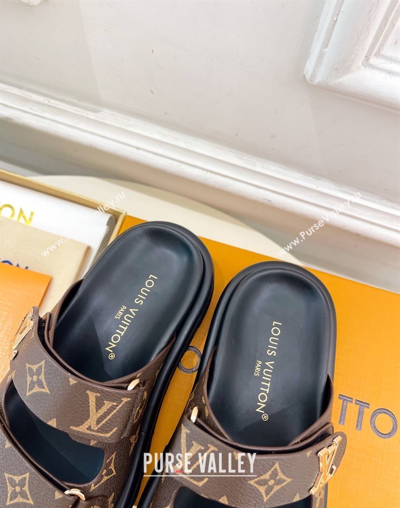 Louis Vuitton Comfort Slides Sandal in Monogram Canvas with LV Strap Brown 2025 LV042202 (MD-250422065)