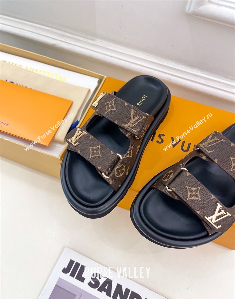 Louis Vuitton Comfort Slides Sandal in Monogram Canvas with LV Strap Brown 2025 LV042202 (MD-250422065)
