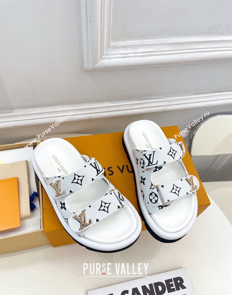 Louis Vuitton Comfort Slides Sandal in Monogram Canvas with LV Strap White 2025 LV042202 (MD-250422066)