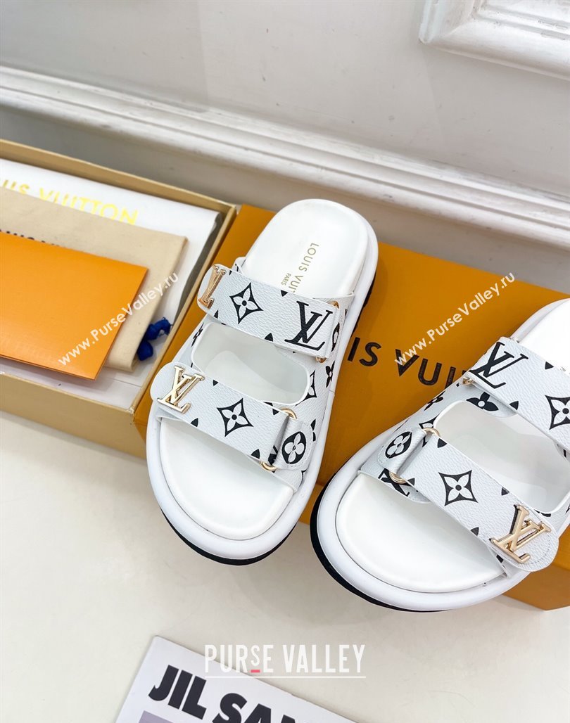 Louis Vuitton Comfort Slides Sandal in Monogram Canvas with LV Strap White 2025 LV042202 (MD-250422066)