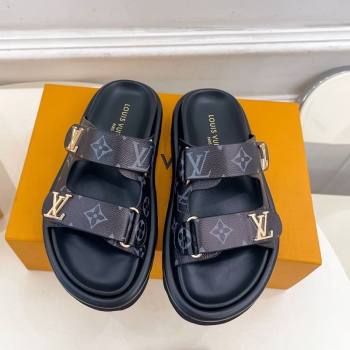Louis Vuitton Comfort Slides Sandal in Monogram Canvas with LV Strap Black 2025 LV042202 (MD-250422067)