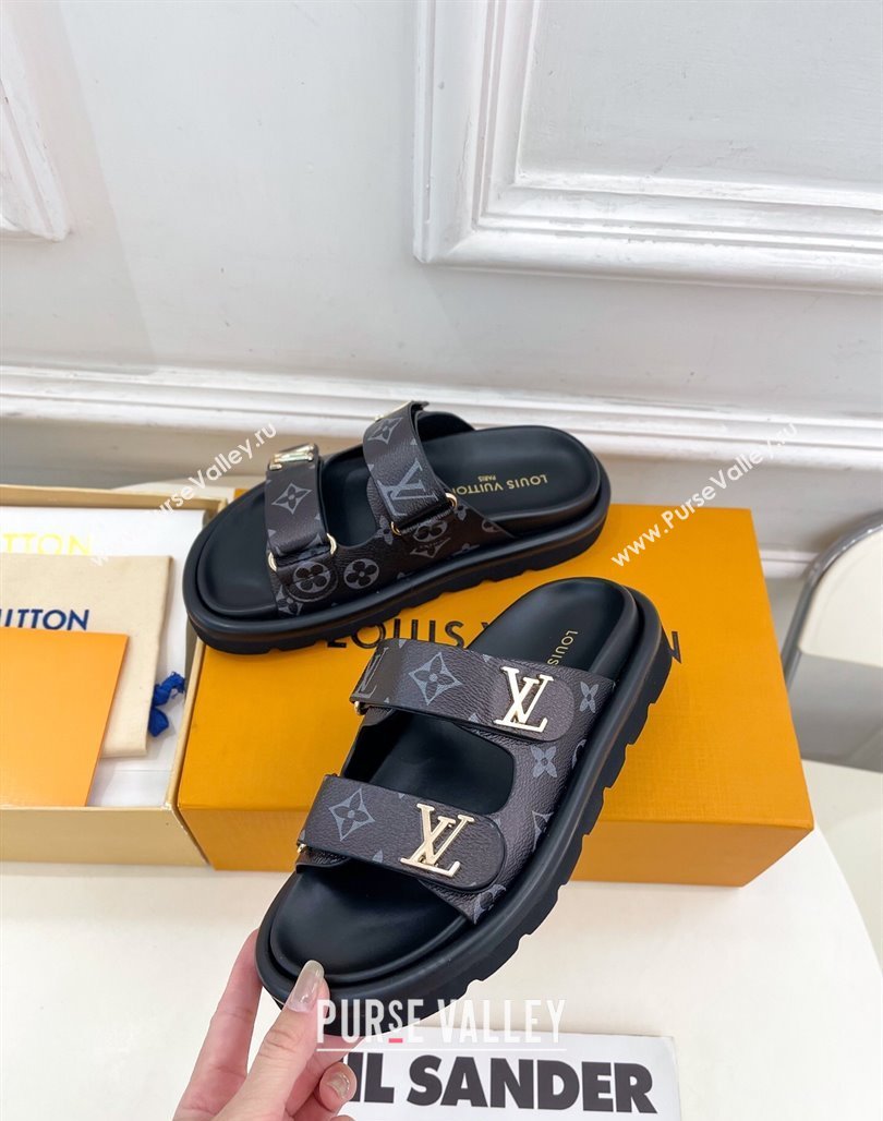 Louis Vuitton Comfort Slides Sandal in Monogram Canvas with LV Strap Black 2025 LV042202 (MD-250422067)