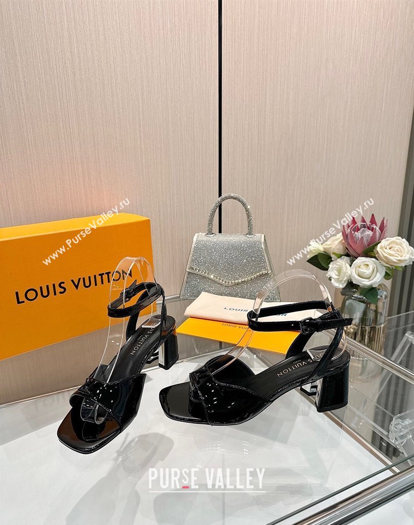 Louis Vuitton Swing Heel Sandals 5.5cm in Patent Leather Black 2025 1AGUTG (MD-250422111)