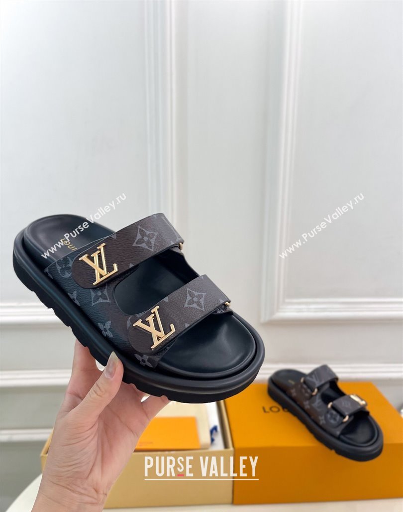 Louis Vuitton Comfort Slides Sandal in Monogram Canvas with LV Strap Black 2025 LV042202 (MD-250422067)