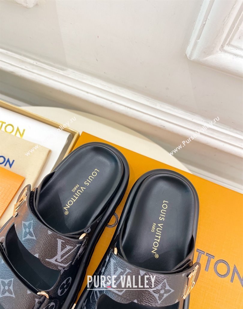 Louis Vuitton Comfort Slides Sandal in Monogram Canvas with LV Strap Black 2025 LV042202 (MD-250422067)