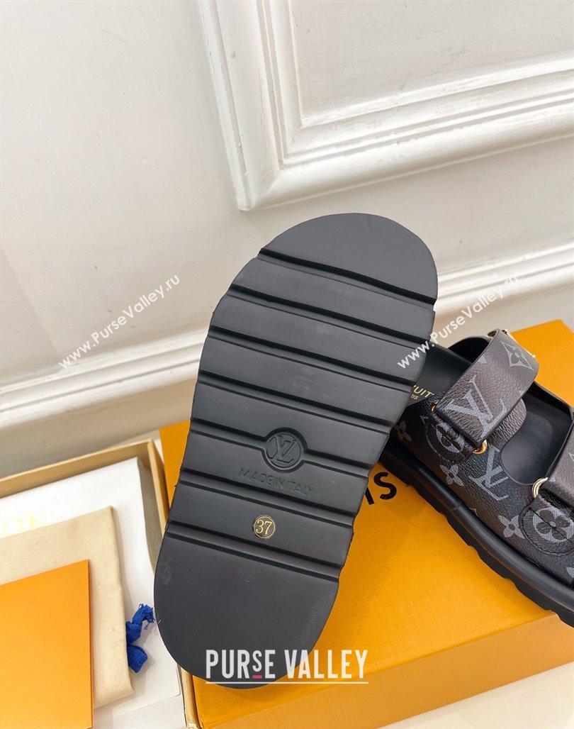 Louis Vuitton Comfort Slides Sandal in Monogram Canvas with LV Strap Black 2025 LV042202 (MD-250422067)