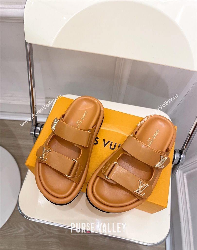 Louis Vuitton Comfort Slides Sandal in Leather with LV Strap Brown 2025 LV042202 (MD-250422061)