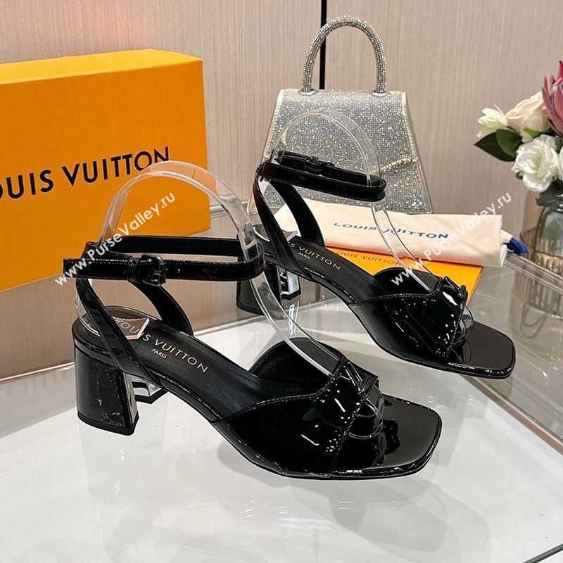 Louis Vuitton Swing Heel Sandals 5.5cm in Patent Leather Black 2025 1AGUTG (MD-250422111)