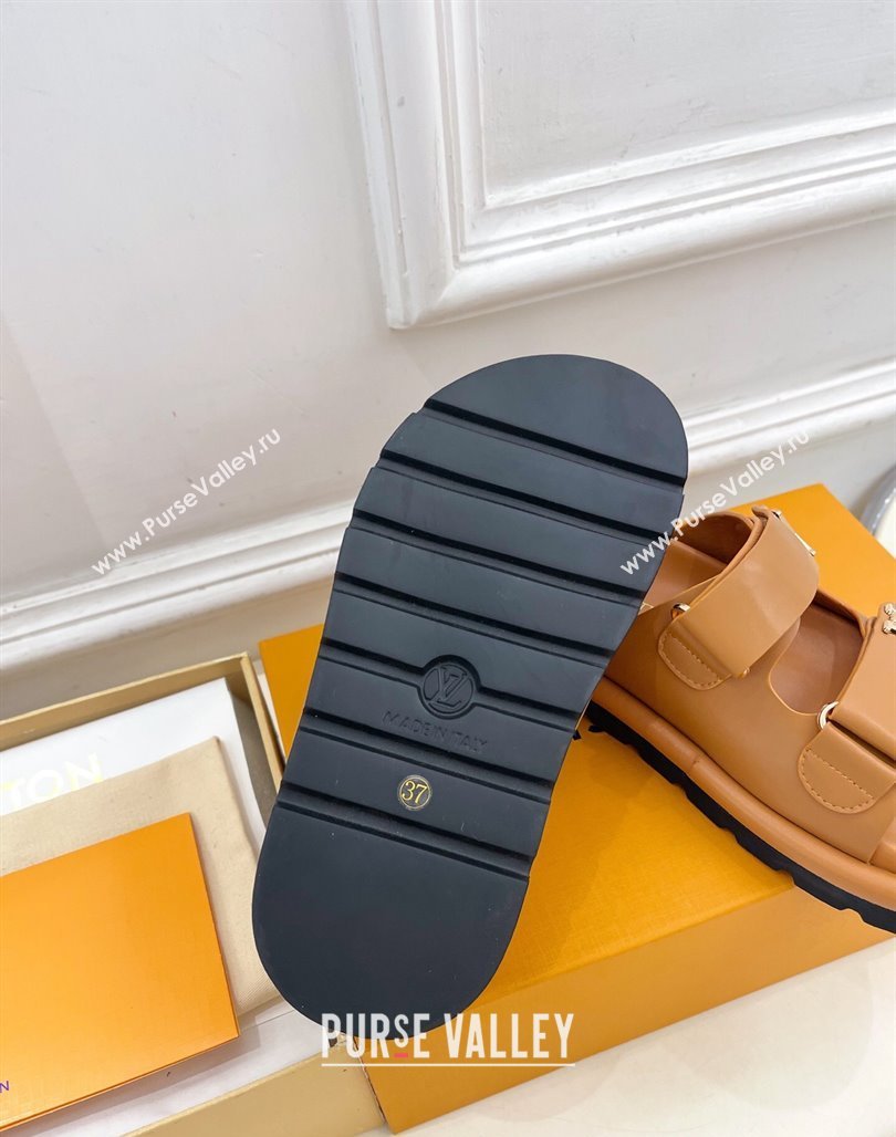 Louis Vuitton Comfort Slides Sandal in Leather with LV Strap Brown 2025 LV042202 (MD-250422061)