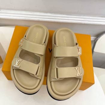 Louis Vuitton Comfort Slides Sandal in Leather with LV Strap Beige 2025 LV042202 (MD-250422062)