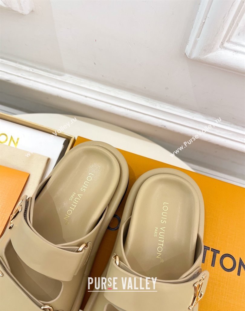 Louis Vuitton Comfort Slides Sandal in Leather with LV Strap Beige 2025 LV042202 (MD-250422062)