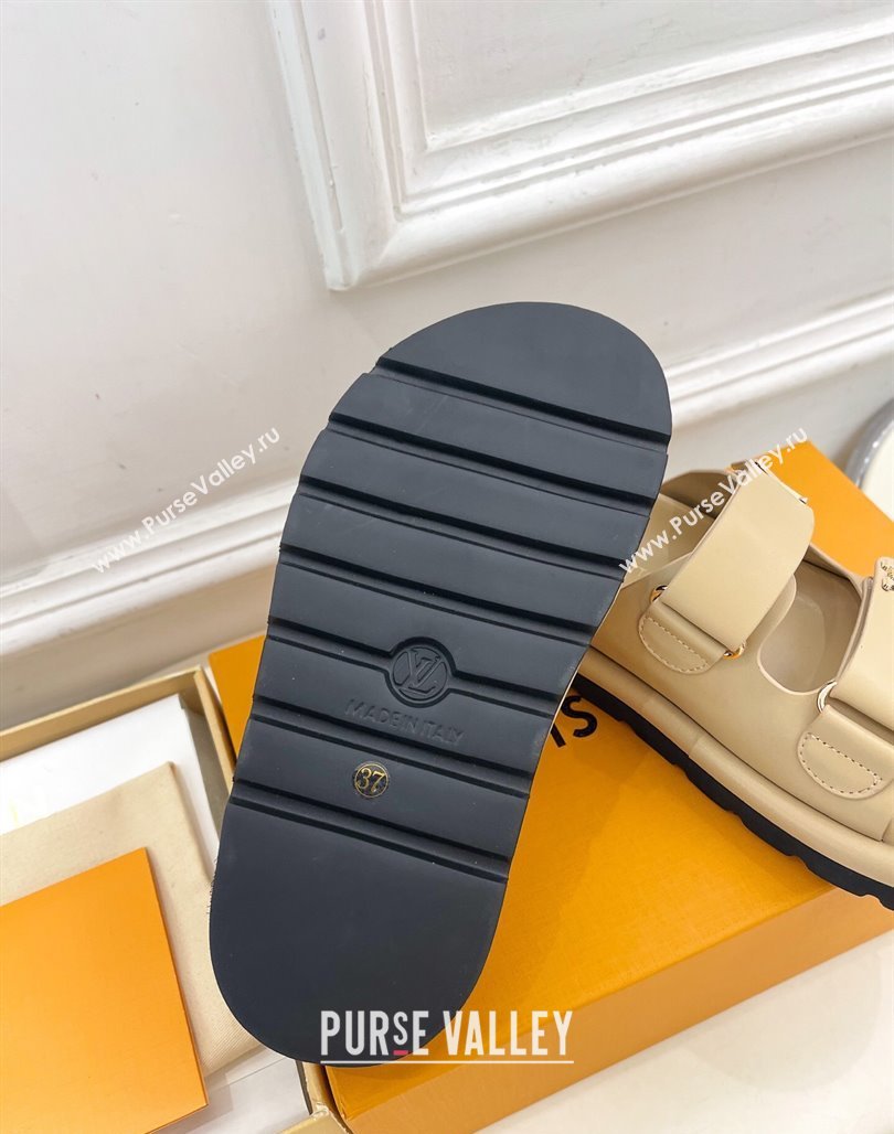 Louis Vuitton Comfort Slides Sandal in Leather with LV Strap Beige 2025 LV042202 (MD-250422062)