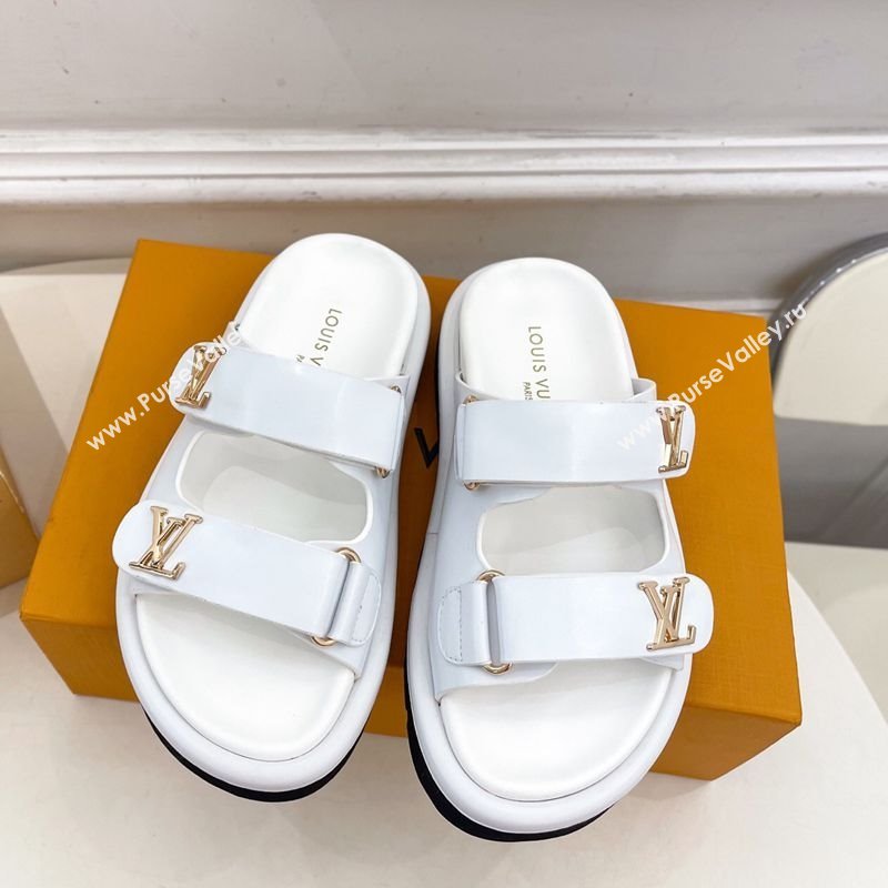 Louis Vuitton Comfort Slides Sandal in Leather with LV Strap White 2025 LV042202 (MD-250422063)
