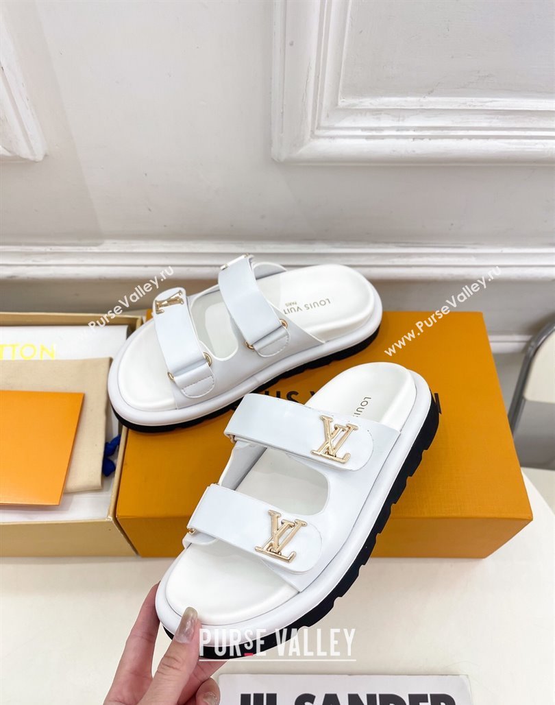 Louis Vuitton Comfort Slides Sandal in Leather with LV Strap White 2025 LV042202 (MD-250422063)
